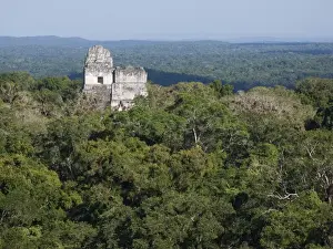Mesoamerican Prints: View of Mayan ancient ruined city and lowland tropical forest