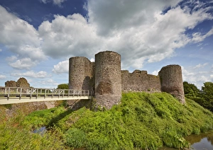 Historic Prints: View of medieval castle with moat