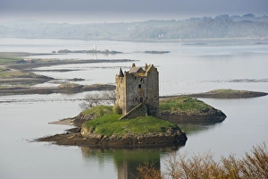 Castles Prints: View of medieval towerhouse on tidal islet