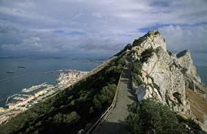View of monolithic limestone promontory, Rock of Gibraltar, Gibraltar