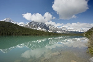 Rockies Prints: View of mountain reflected in lake