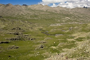 : View of mountain valley and grassland