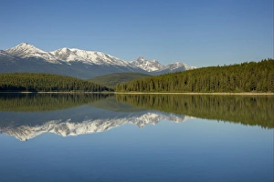 Jasper Prints: View of mountains reflected in lake