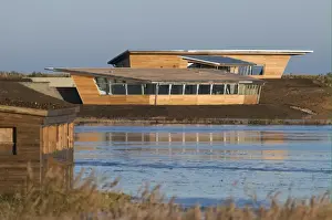 Centres Prints: View of new hides and information centre in coastal wetland reserve