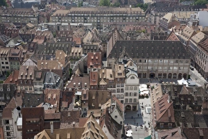 Roofs Prints: View of old town from above, Strasbourg, Alsace, France, july