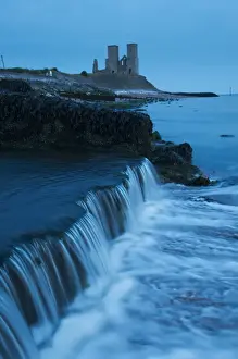 Ruined Prints: View of outflow and beach at dawn, with 12th Century ruined church in distance, St