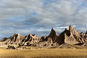 Badlands Prints: View of prairie and eroded rock formations
