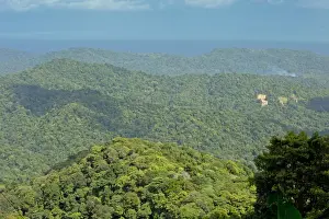 : View of protected forested hills