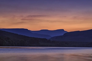 Reservoirs Prints: View of reservoir and distant hills at sunset