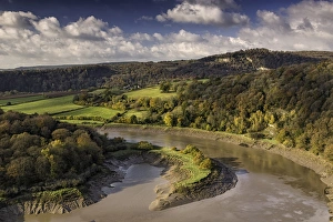 Autumnal Prints: View of river, farmland and woodlands