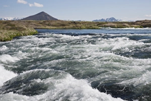 View of river rapids, River Laxa, Myvatn, Iceland, June