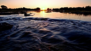 Botswana Prints: View of river at sunset, Chobe River, Chobe N. P. Botswana, July