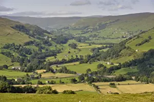 Swaledale Prints: View across river valley with farmland