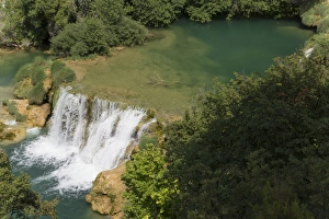 Dalmatian Prints: View of river and waterfall, Krka River, Krka N. P. Dalmatia, Croatia, July