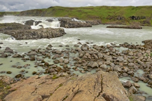 Subpolar Prints: View of river and waterfall, Urridafoss Waterfall, Thjorsa River, Iceland, June