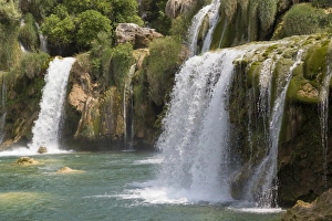 Dalmatian Prints: View of river and waterfalls, Krka River, Krka N. P. Dalmatia, Croatia, July