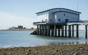 Lifeboats Prints: View of RNLI lifeboat station overlooking Piel Channel and Piel Island