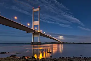 Gloucestershire Prints: View of road bridge and full moon rising