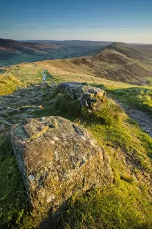 Landscape Prints: View of rocks beside path on moorland at dawn