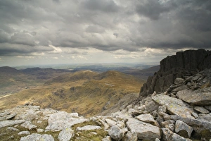 Hilly Prints: View of rocks on summit of mountain, Glyder Fach, Glyderau, Snowdonia, Conwy, Wales, may
