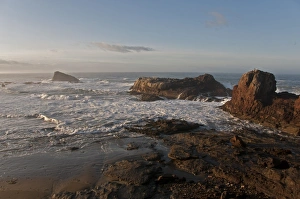 Mexican Prints: View of rocky coastline, Almejas Bay, Baja California, Mexico, march