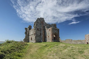 Ruined Prints: View of ruined castle near coast