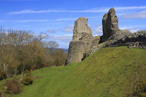 Ruined Prints: View of ruined Norman castle, Montgomery Castle, Montgomery, Powys, Wales, April