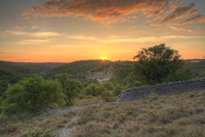 Massif Central Prints: View of rural landscape at sunset