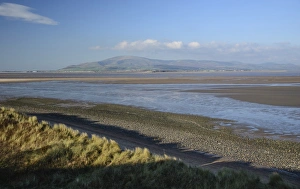 View of sand dunes and estuary, Duddon Sands, Duddon Estuary, Sandscale Haws N. N. R. Cumbria, England, November
