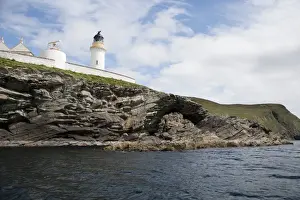Shetland Prints: View of sea cliffs and lighthouse