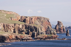 Stacks Prints: View of sea stacks and cliffs, Braewick, Mainland, Shetland Islands, Scotland, May
