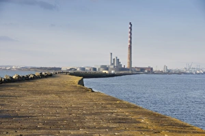 Protects Prints: View of sea wall protecting harbour entrance