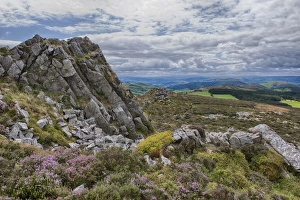 Hillsides Prints: View of shattered rock on quartzite ridge and hill