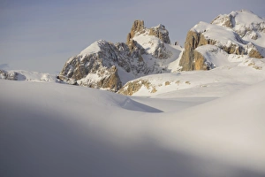 Dolomite Prints: View of snow covered mountain range