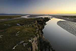 Tide Prints: View of spit projecting into bay at dusk