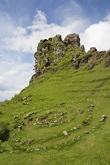 Stones Prints: View of stone circle and rock outcrop tower formation
