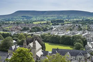 Landscape Prints: View over town towards farmland and hill