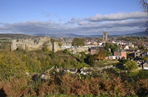 Castles Prints: View of town and medieval castle, Ludlow Castle, Ludlow, Shropshire, England, November