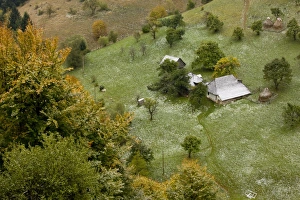 Rumania Prints: View of traditional farmland, with old houses