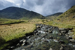 Reservoirs Prints: View of upland river feeding into Haweswater Reservoir