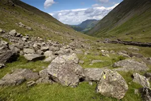 Boulders Prints: View of upland valley, viewed from Kirkstone Pass looking towards Brothers Water