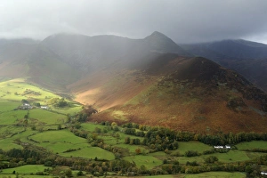 Rains Prints: View of valley and fell with rain squall overhead