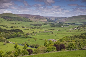 Hodder Valley Prints: View across valley landscape with river