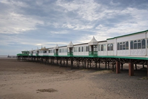 View of Victorian pier at seaside resort, built in 1885, St. Annes Pier, Lytham St