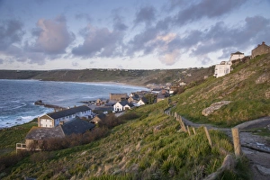 Slopes Prints: View of village and coastline, Sennen Cove, Sennen, Cornwall, England, May