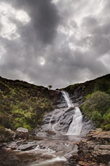 Skye Prints: View of waterfall flowing over rocks, Isle of Skye, Inner Hebrides, Scotland, June