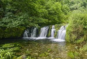 Limestone Prints: View of waterfall over limestone rocks