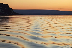 North Polar Prints: View of waves at sunset, Arctic Sea, Spitsbergen, Svalbard, august