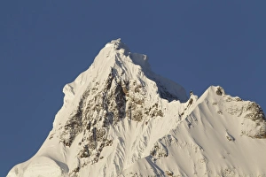 View from Yubeng of snow covered mountain peak, Miancimu, Meilixueshan, Yunnan, China, april