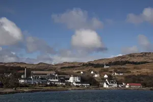 Distillery Prints: The village of Craighouse showing the Hotel Whiskey distillery, store and Village Hall